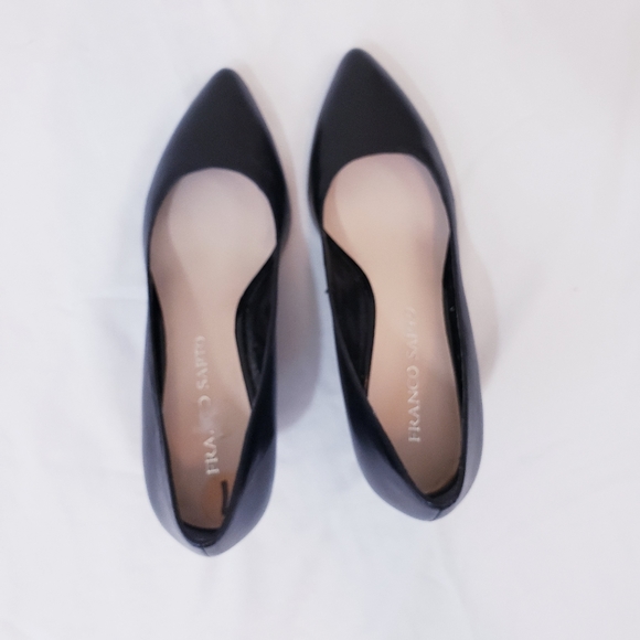 Franco Sarto Frankie Black Wedge Pump Size 7 Leather Wedged Heel Pointed Toe - Picture 14 of 14